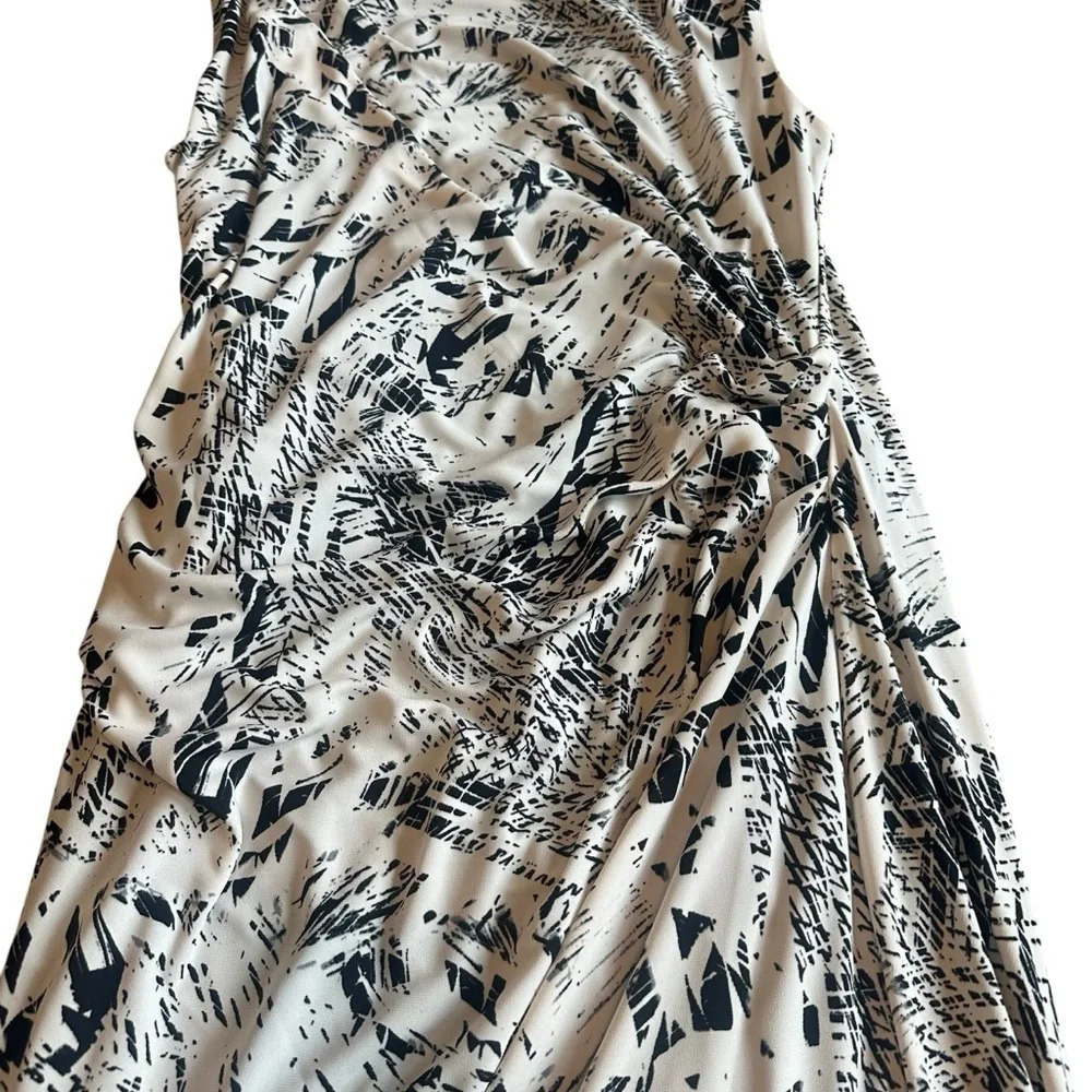 Robert Rodriguez Lydia Draped Dress Black White Print Stretch Size Large Women's
